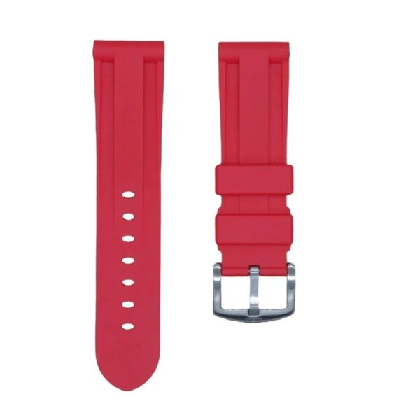 Tempomat 24mm Red Rubber Strap for Breitling, Tudor, Panerai, Tag & More - Picture 1 of 3